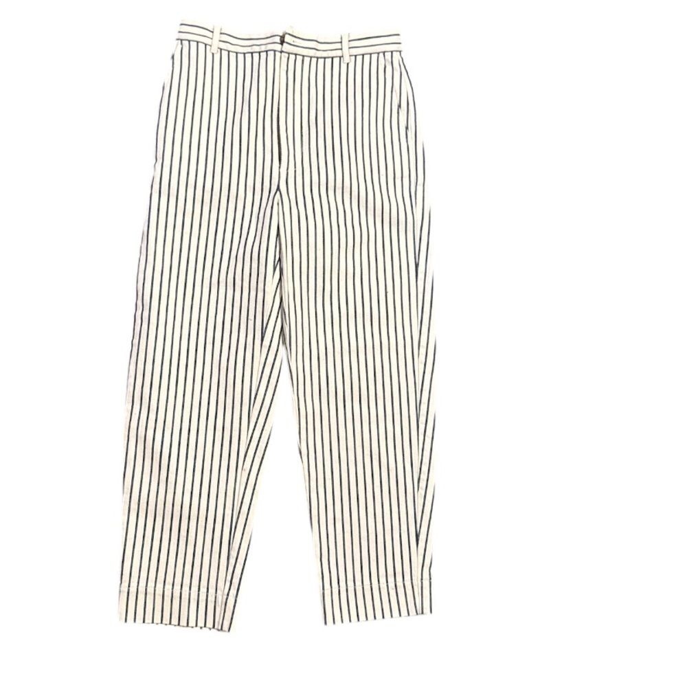 Madewell Navy Blue and White Striped Straight Leg Pants - Picture 4 of 7